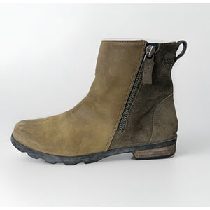 Sorel Emelia Suede Ankle Boots Women’s 9 Brown Zip Boho Logo Waterproof Winter